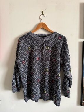 vintage coloured block knit sweater 🩵